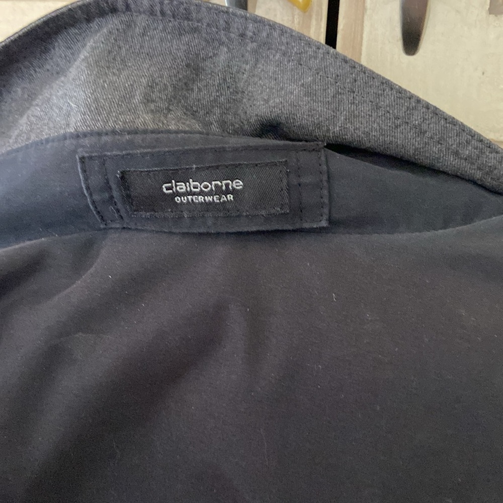 Claiborne jacket coat sz L euc black classic career gray lining - Picture 7 of 8
